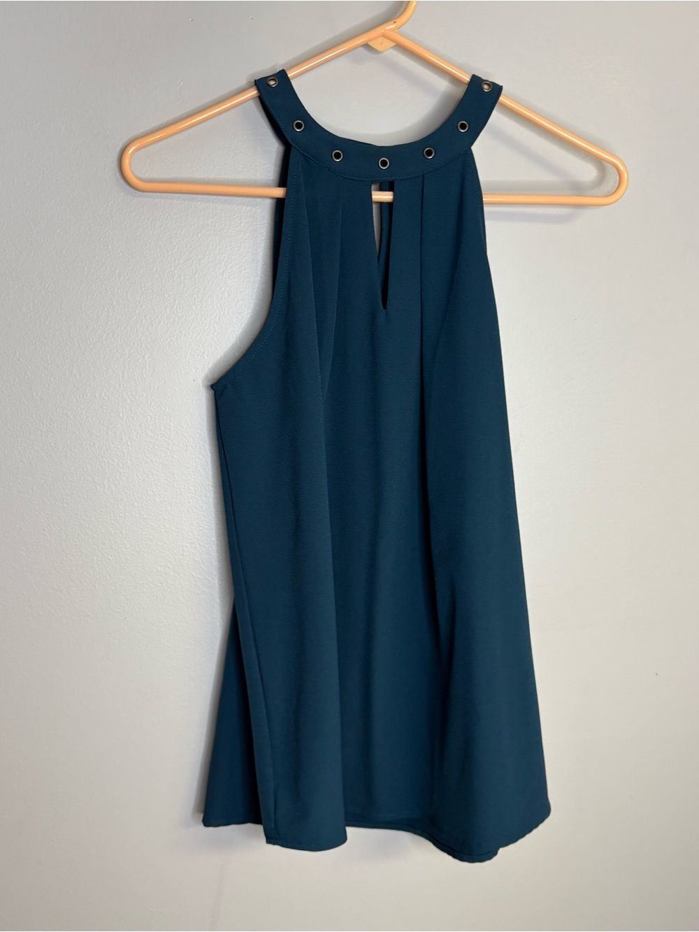 Maurices Teal Halter Tank Top with Grommet Neckline